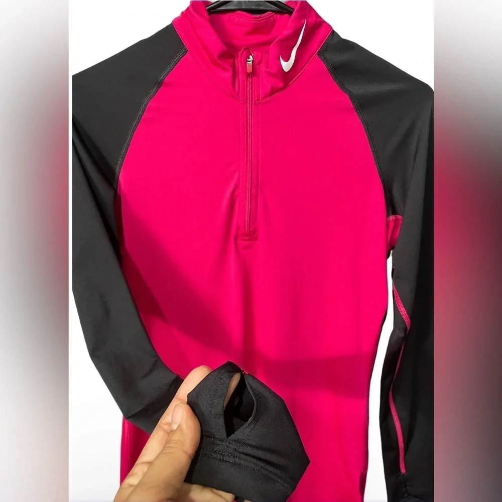 Nike Long Sleeve Half-Zip Performance Top - Hot Pink & Black